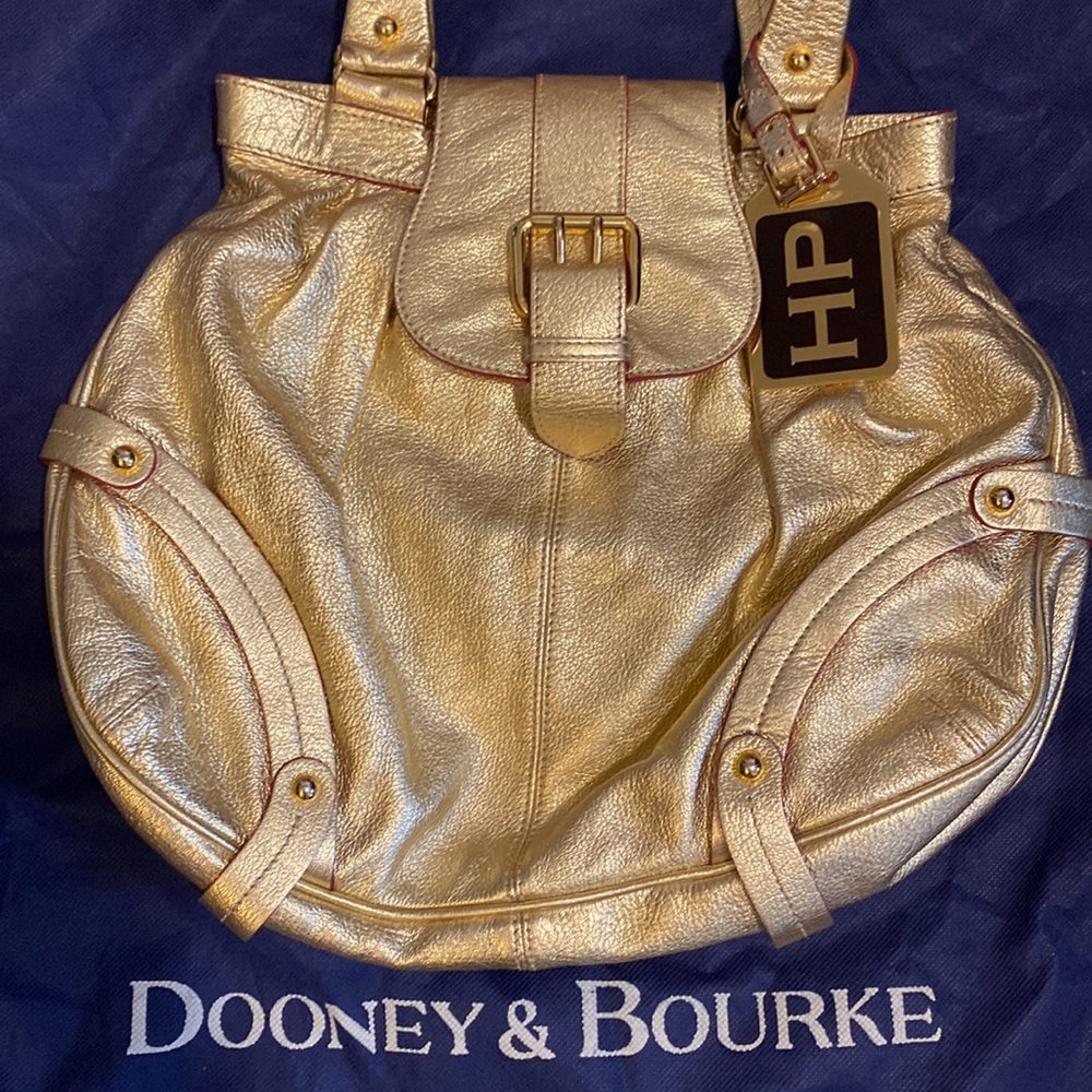 Dooney & Burke RARE Pink Trimmed Gold Bag